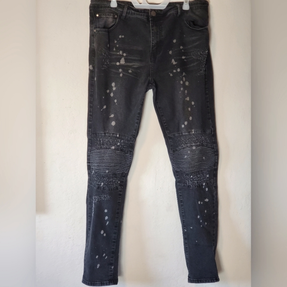 Slim Fit Black Painted Jeans Streetwear Urban
